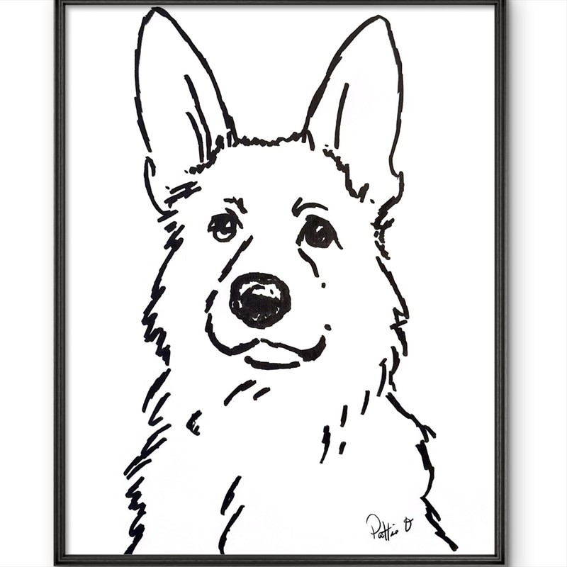 Dog Ink Painting 11×14 Canvas Original Minimalist Terrier Art Pattie O