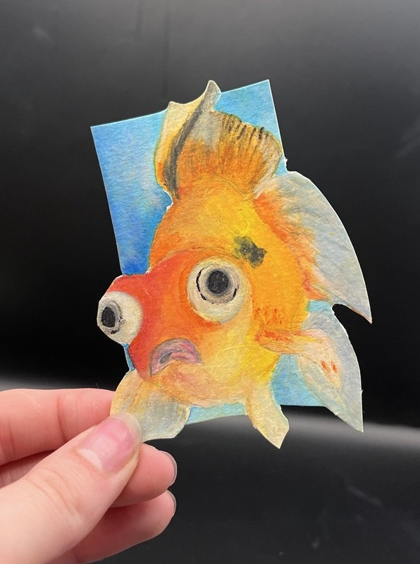 ACEO Watercolor Goldfish, 1/3