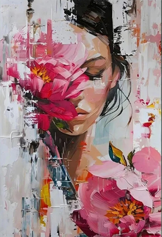 Woman Fashion Face Wall Decoration Paint Art Canvas Print