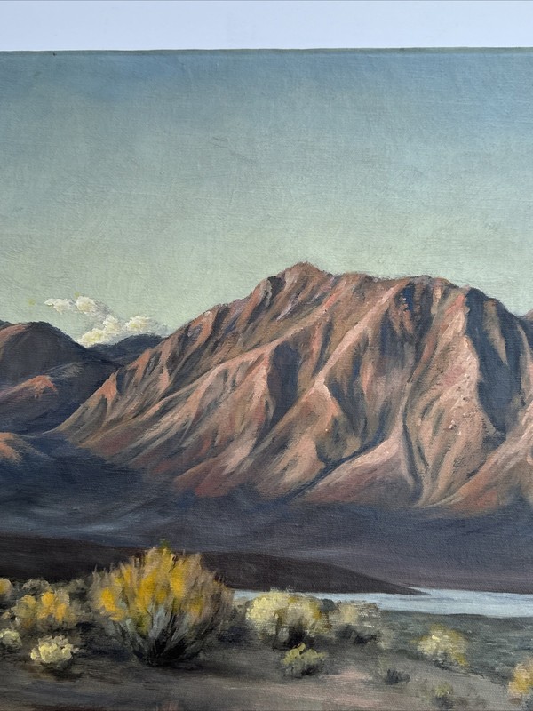 ANTIQUE CALIFORNIA LANDSCAPE PAINTING DESERT SAN JACINTO SIGNED JAY SCHMIDT gallery
