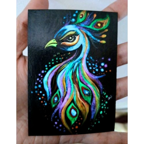UV (Radiant) ACEO Original Peacock Birds Acrylic Pop Art Hand Painting NEW OOAK gallery