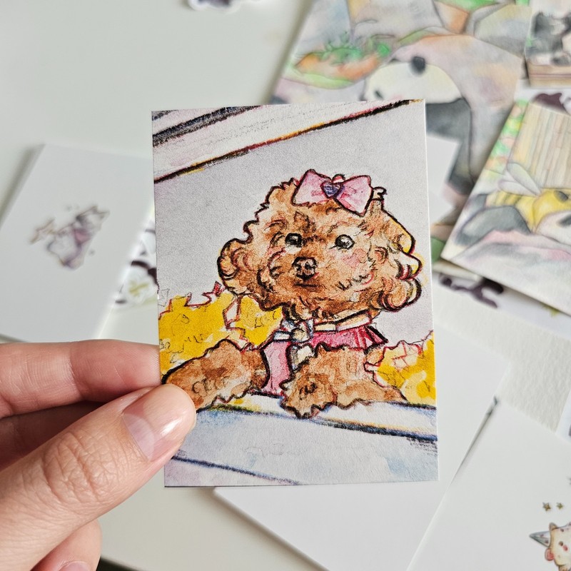 ACEO Print of Painting Poodle Dog in Watercolors Original Art by Colorpaw