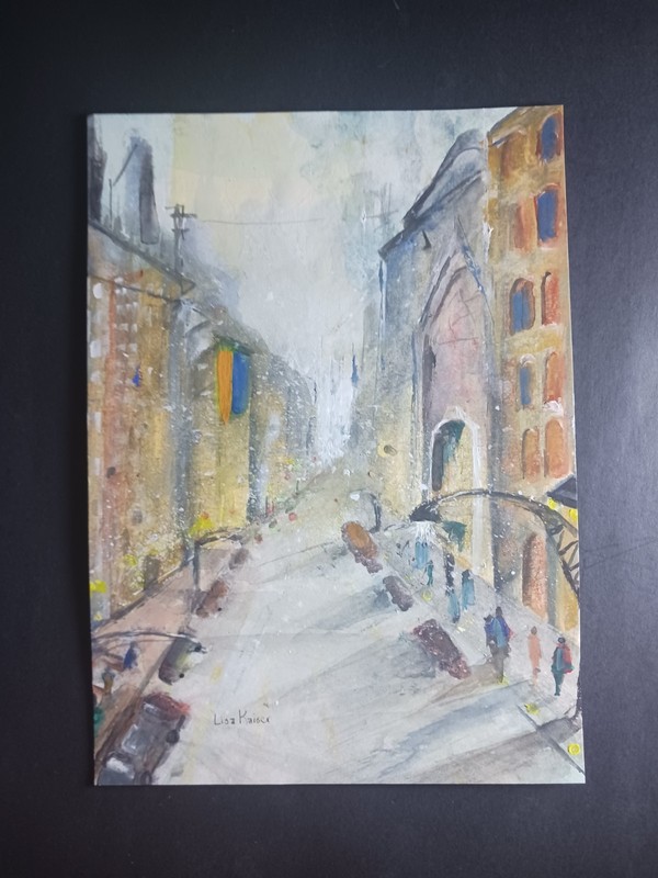 Lisa Kaiser Signed Original Watercolor Painting Cityscape 11x8 gallery