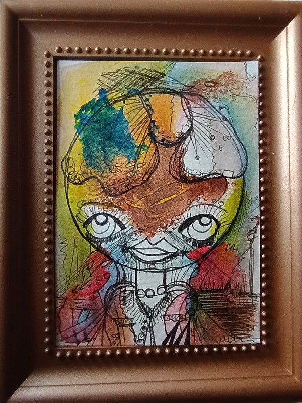 Original ACEO Abstract Mixed Media 3.5″x 2.5″ Anime Artwork OOAK CH0716CA