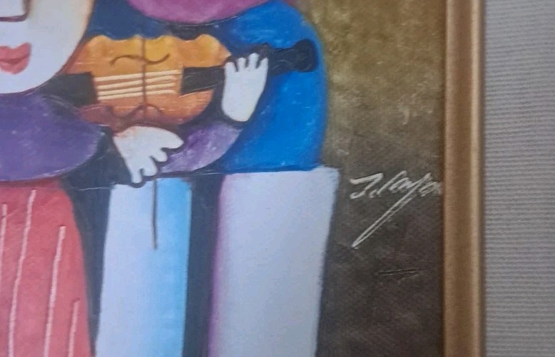 Joyce Roybal 5 Children Musicians Painting Signed With Frame. gallery