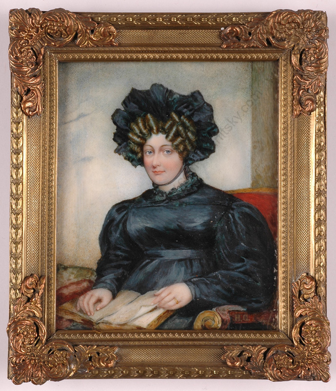 Henry Collen (b.1798) «English Lady», High Quality Large Miniature, 1820s