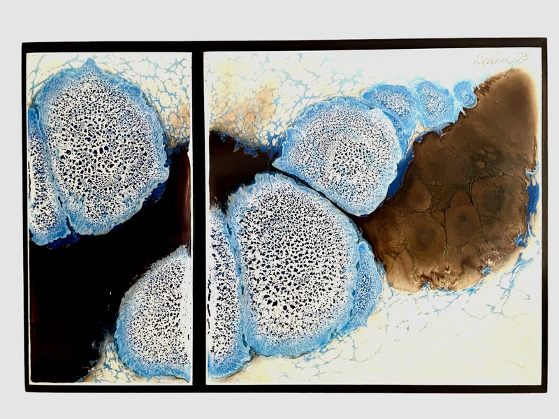 MCM Tom Belloni Painting Polished Resin Artwork ORIGINAL Vtg Abstract Dyptich