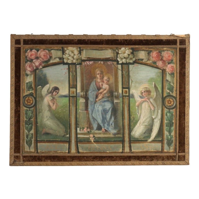 Antique Standard Religious Subject Painting on Canvas XIX-XX Century
