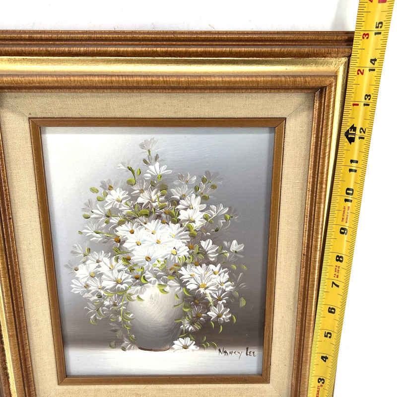Nancy Lee Original Oil On Board Floral Still Life Wood Frame 15"×13" gallery