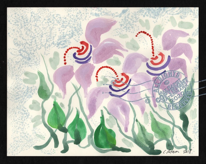 Fancy Ladies Out Today 2018 C Peterson Watercolor Painting Garden Flower Sketch
