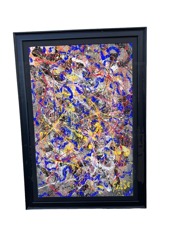 Hendrik Grise Abstract Expressionism Original Signed 24″ x 37″ + Frame – Large