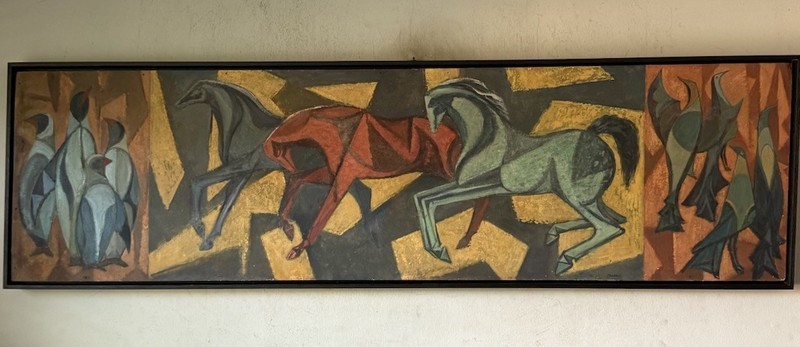MARTIN MONDRUS ANTIQUE MODERN ABSTRACT CUBIST OIL PAINTING VINTAGE CUBISM HORSES