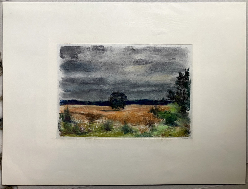 Franz Ehmke 1928-2018 GDR Painter Fields Pastel Tree And Ripe Rape Blankenfelde