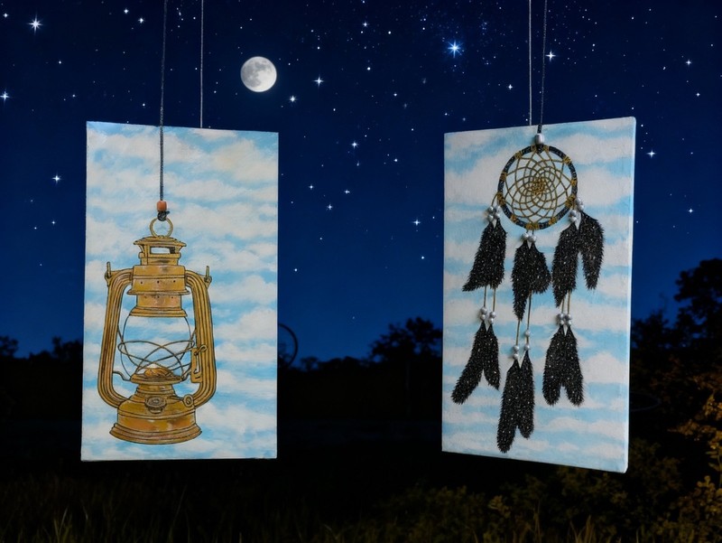 "Dreamcatching Lights" Original Artwork... 2 Canvas Double Sided Paintings gallery