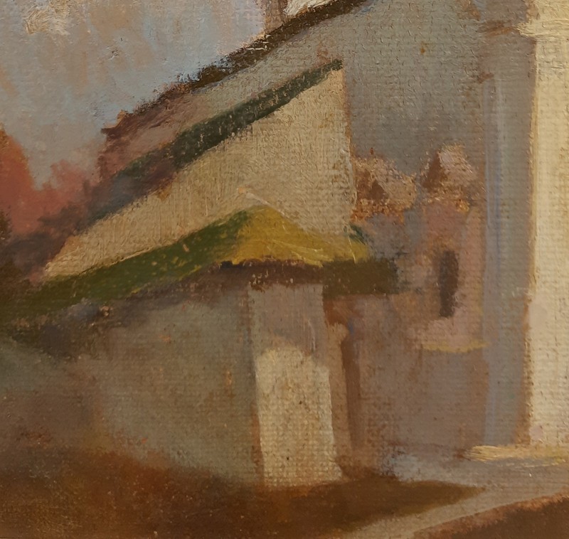 Autumn Landscape, Vintage Oil Painting of Eastern European Church, Religious Art gallery