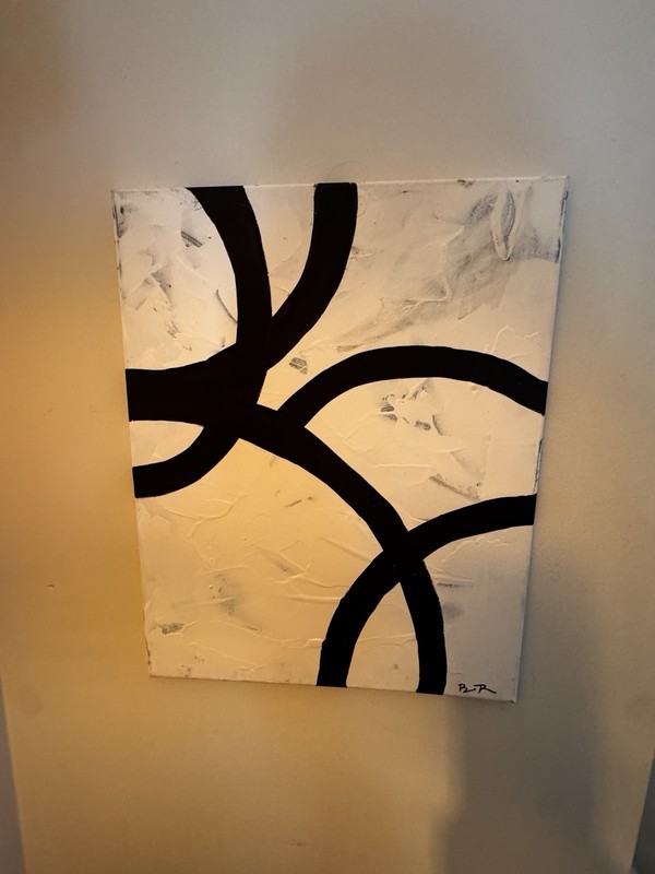 Black and White 16×20 Minimalist Painting Original Geometric Abstract Art