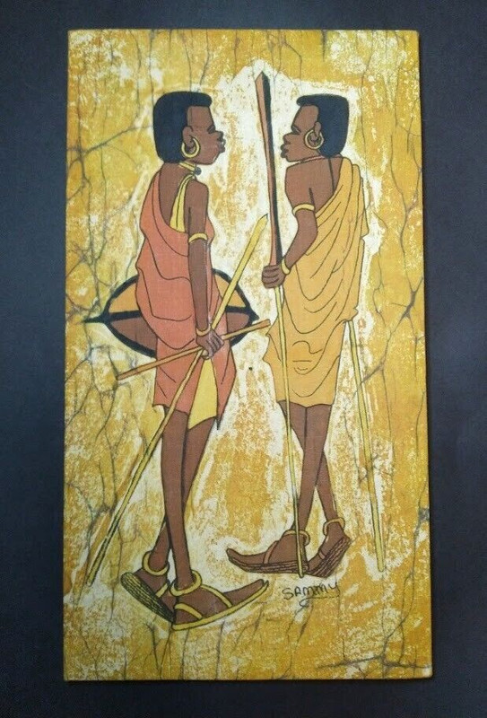 Art African Hunters Hand Painting Artist Sammy