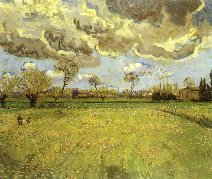 Oil painting Vincent Van Gogh – Landscape under Stormy Skies