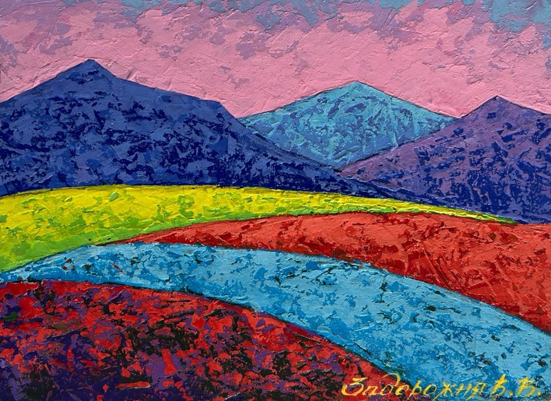 Oil Painting The Heart Drowns In The Sunset V. Zadorozhnya Original nAAA4564