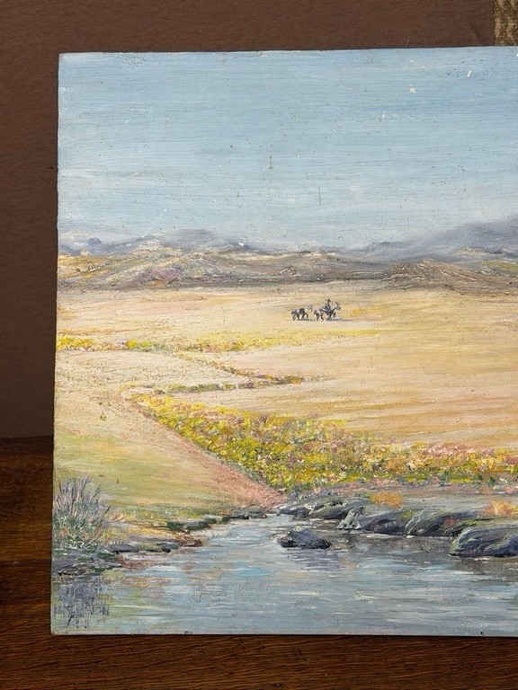 Stellar! 1960s Oil On Masonite Desert Scene Painting By C. W. Matthews 1967 gallery