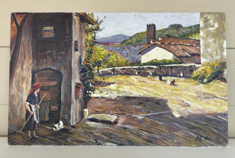 Piazzetta a Sesto di Ponte a Moriano by Adolfo Tommasi Painting by Ming W. Ou
