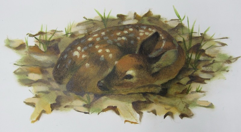 Original Steve Johnson (b.1960) painting Bambi book illustration artist