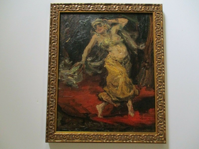 Paul Kapell Painting Antique Female Model Dancer Art Deco Nouveau Listed Oil