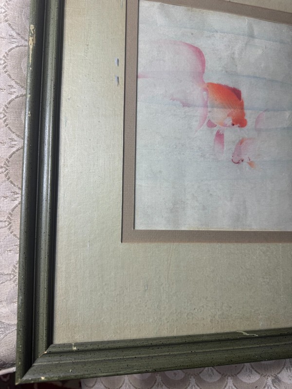 Rare Ohara Koson (1877 - 1945) "Two Koi Fish" Watercolor Painting -Signed/Framed gallery