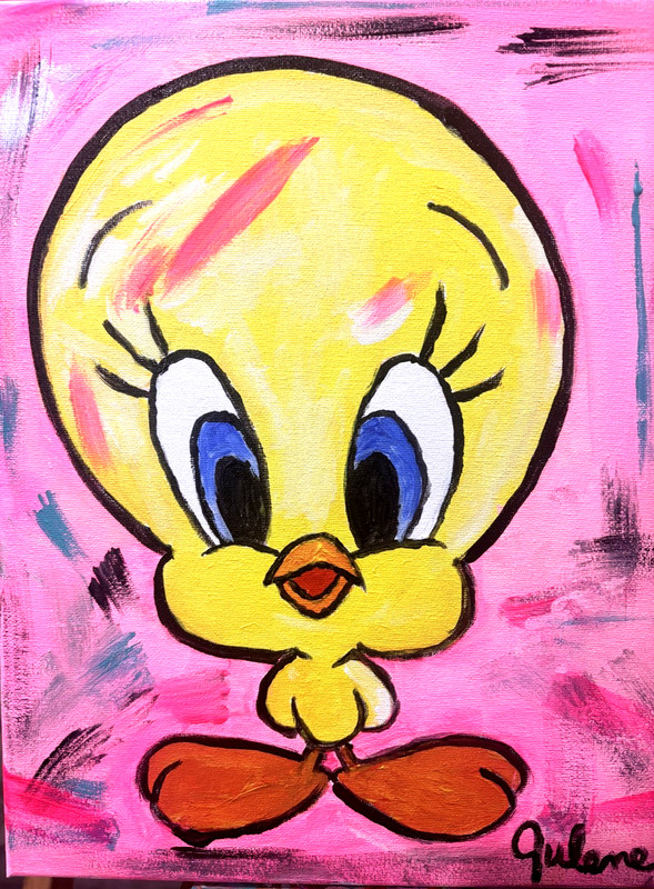 Cartoon Bird: Original Acrylic Painting, 11×14, Home Office Decor