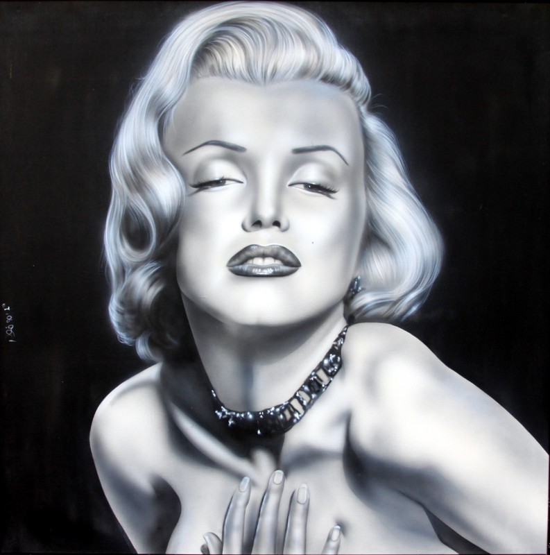 HUGE "Original" Adam Scott Rote painting of "Marilyn Monroe" (40.5" h x 40.5" w)