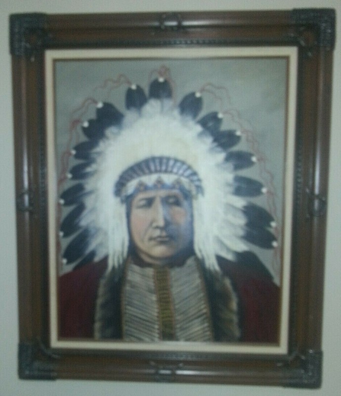 39″ x 32″ Meskwaki Native American Painting by Frank (Wasabita 182) Pushetonequa