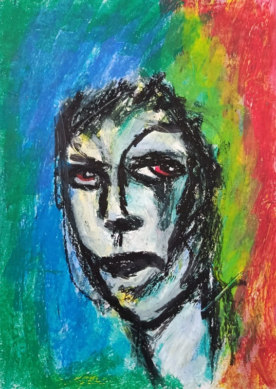 Man Portrait – Abstract Modern Art – Oil Chalk A4 Paper – Modern Art