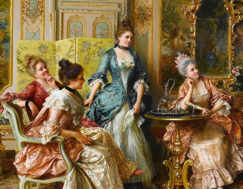 Palace ladies get together Oil painting Wall art Giclee Printed on Canvas P037 gallery