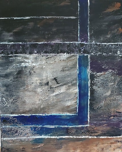 Original Abstract Painting with geometric texture in neutral tones gallery
