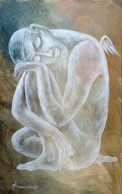 Painting ORIGINAL OIL canvas CONTEMPORARY ART by Pronkin 2025 WHITE ANGEL