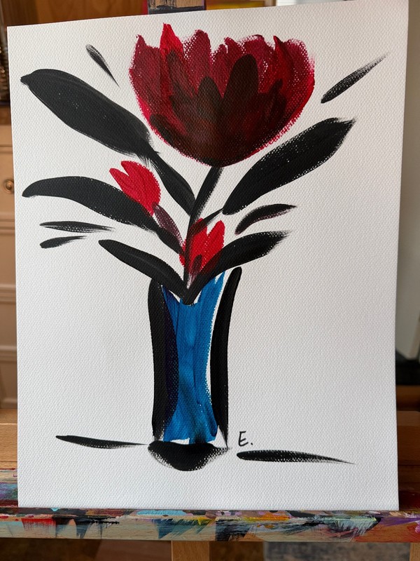 Original Bold Abstract Acrylic Painting "Zen Flowers V" Signed Paper 11x14 gallery