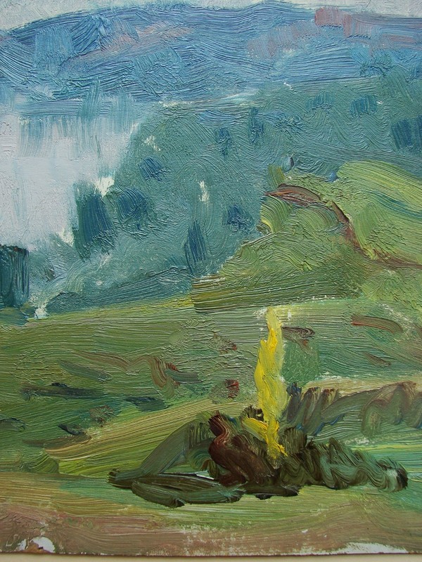 Ukrainian Soviet USSR Oil Painting impressionism landscape river sky clouds gallery