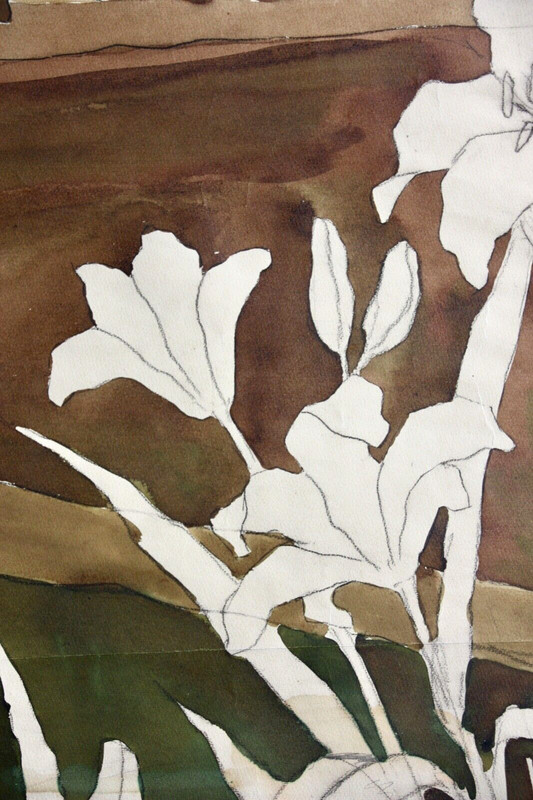 Landscape with White Lilies, Watercolor, Japonism, France, c1900 gallery