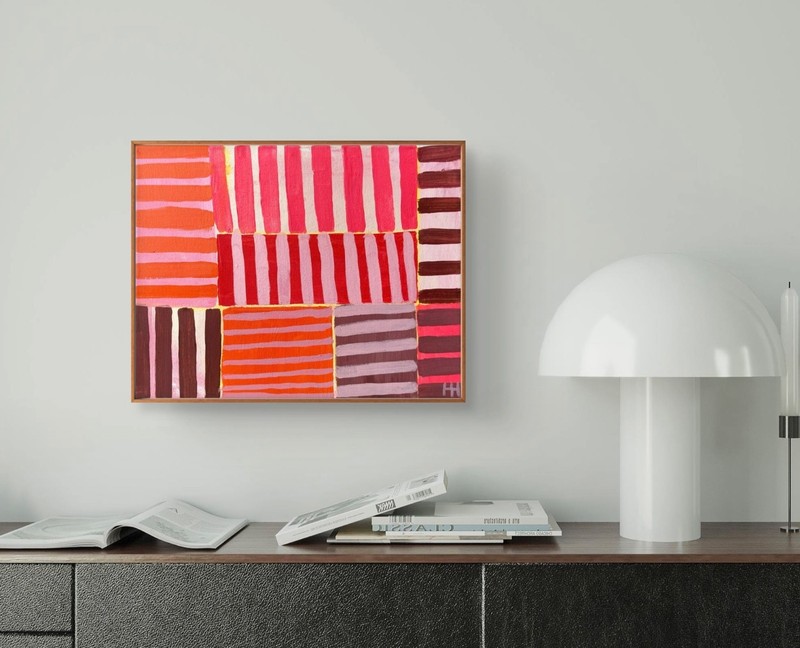 Original Patterned Red Abstract 11x14 Acrylic Painting Wall Art , Holly Hammond gallery