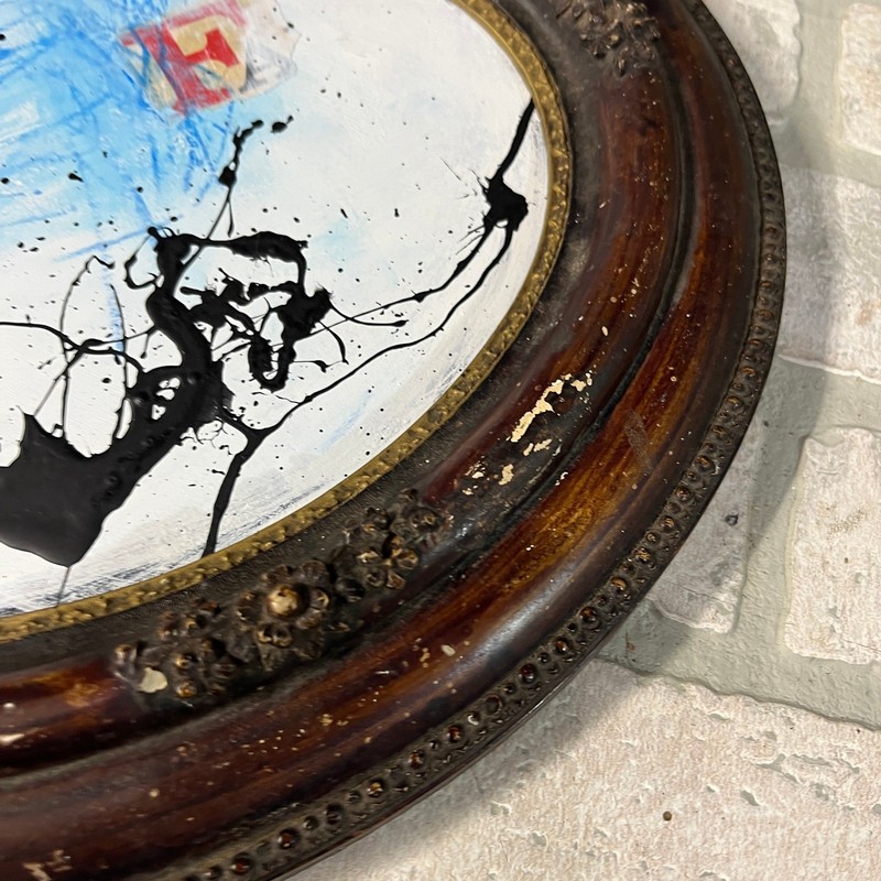 Original Framed Mixed Media Abstract Art Painting 11x13 "Transmission" gallery