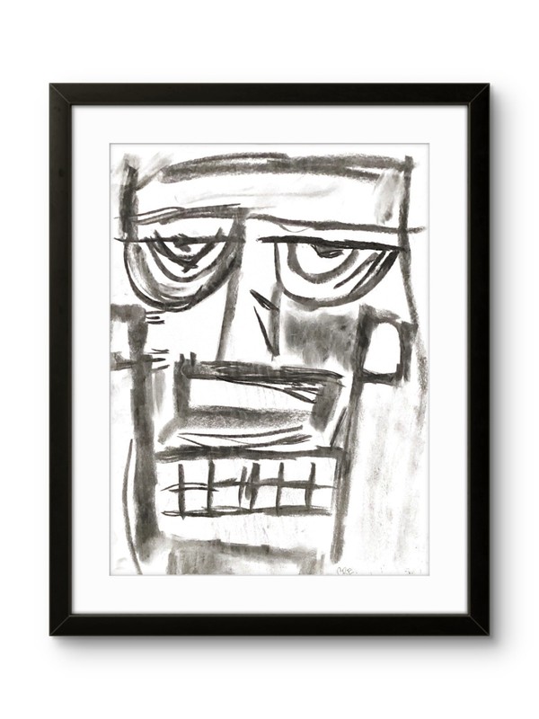 Neo Expressionism Black Man Face Figure Person Boxed Sketch Original Art 11×14