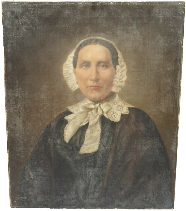 Oil On Canvas Painting Portrait of Frau Ernestine Doretha Ritzler 28 1/2″ x 23″