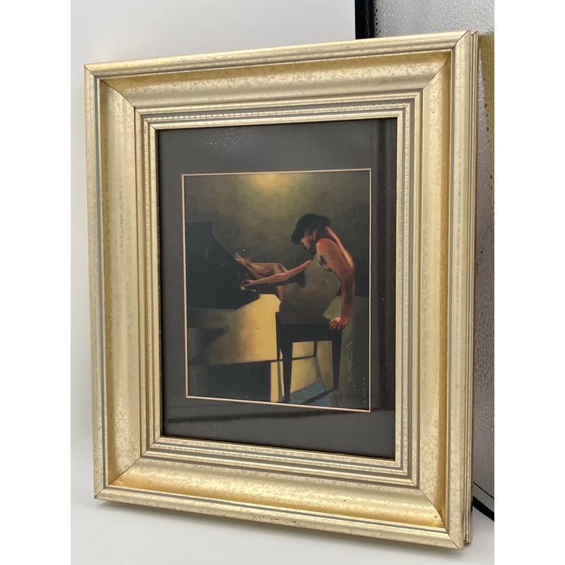 Chuck Hamilton «Jazz Mine» Framed Artwork Woman Piano Signed 2002