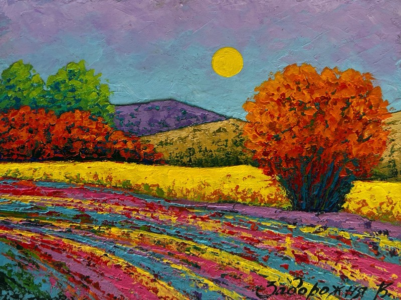 Oil Painting Flower Fields Near The Plains V. Zadorozhnya Original nAAA4552