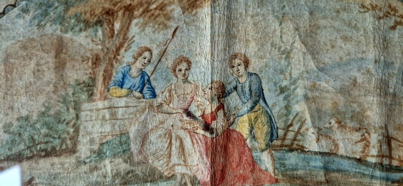 Extremely rare Dutch drawing 18th century, original design for a ‘fan leaf’