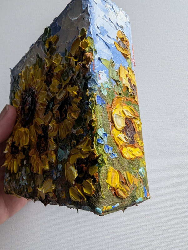 ORIGINAL OIL impasto Painting "Sunflowers" 4"X4" X 1.5" by Olga Diduh. gallery