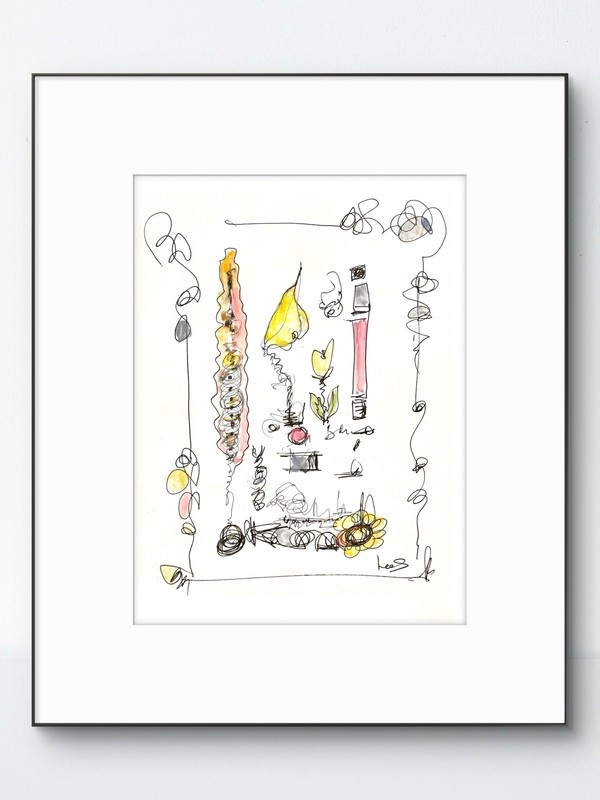 SAMATOWIC Original Abstract 9X12 Ink Paper Drawing Modern Hand Drawn Signed 24