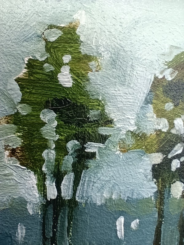 Summer nature Oil painting Original art Country Landscape meadow 4 x 6 in gallery