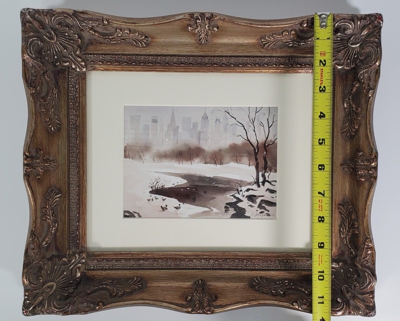Original Erik Freyman Watercolor & Airbrush Painting NYC Central Park in Winter gallery