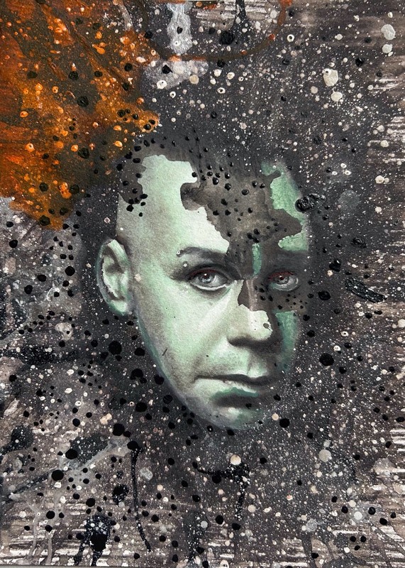 ORIGINAL Acrylic Picture Painting Portrait Man Abstract Art Modern HAND PAINTED A4